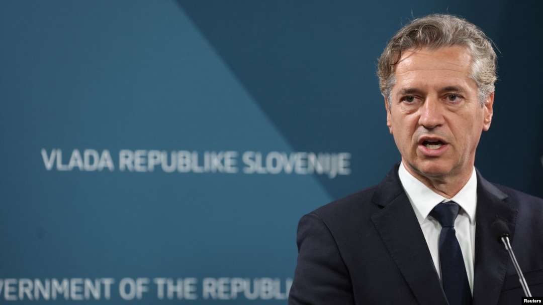 Slovenian Prime Minister Robert Golob speaks at a press conference about the recognition of the Palestinian state, in Ljubljana, Slovenia, May 30, 2024.