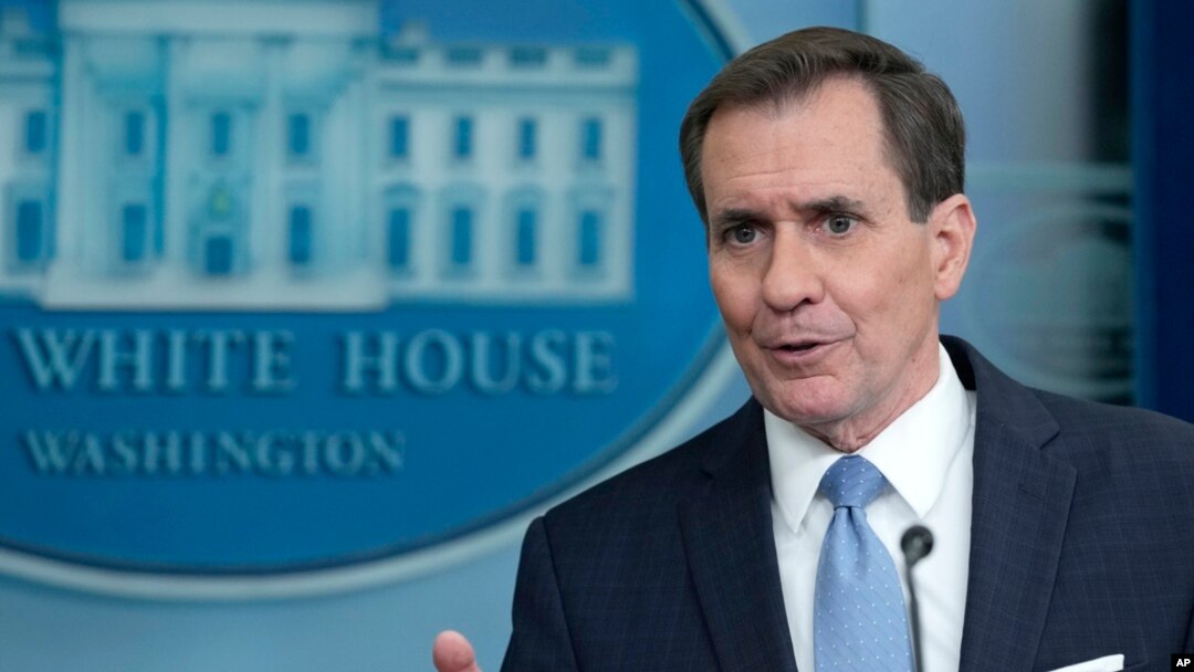 National Security Council spokesperson John Kirby speaks during the daily briefing at the White House in Washington, Jan. 10, 2024. 
