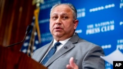 Navy Secretary Carlos Del Toro speaks at the National Press Club Headliners Luncheon in Washington, Feb. 21, 2023.