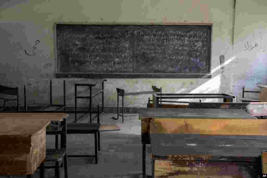A classroom that previously was used for girls sits empty in Kabul, Afghanistan, Dec. 22, 2022.&nbsp;The country&#39;s Taliban rulers earlier this week ordered women nationwide to stop attending private and public universities effective immediately and until further notice. They have banned girls from middle school and high school, barred women from most fields of employment and ordered them to wear head-to-toe clothing in public. Women are also banned from parks and gyms.