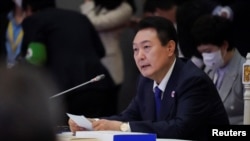 南韓總統尹錫悅在金邊參加東盟峰會（2022年11月）。