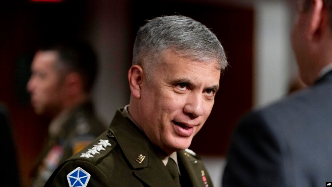 FILE - National Security Agency Director Gen. Paul Nakasone arrives for a Senate hearing in Washington, April 5, 2022. Nakasone on Jan. 12, 2023, urged Congress to renew powers granted to U.S. spy agencies to surveil communications.