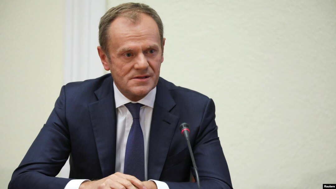 European Council President Donald Tusk testifies on Amber Gold pyramid scheme, at the parliamentary panel in Warsaw, Poland, Nov. 5, 2018. 