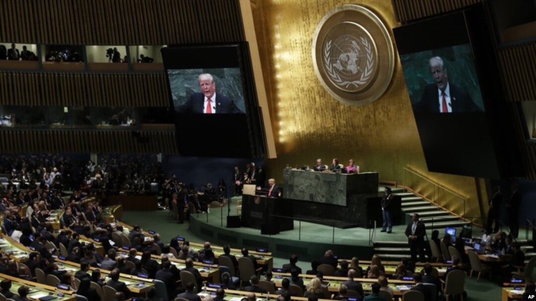 El presidente de Estados Unidos, Donald Trump, da su discurso en 73ra sesión de la Asamblea General de las Naciones Unidas