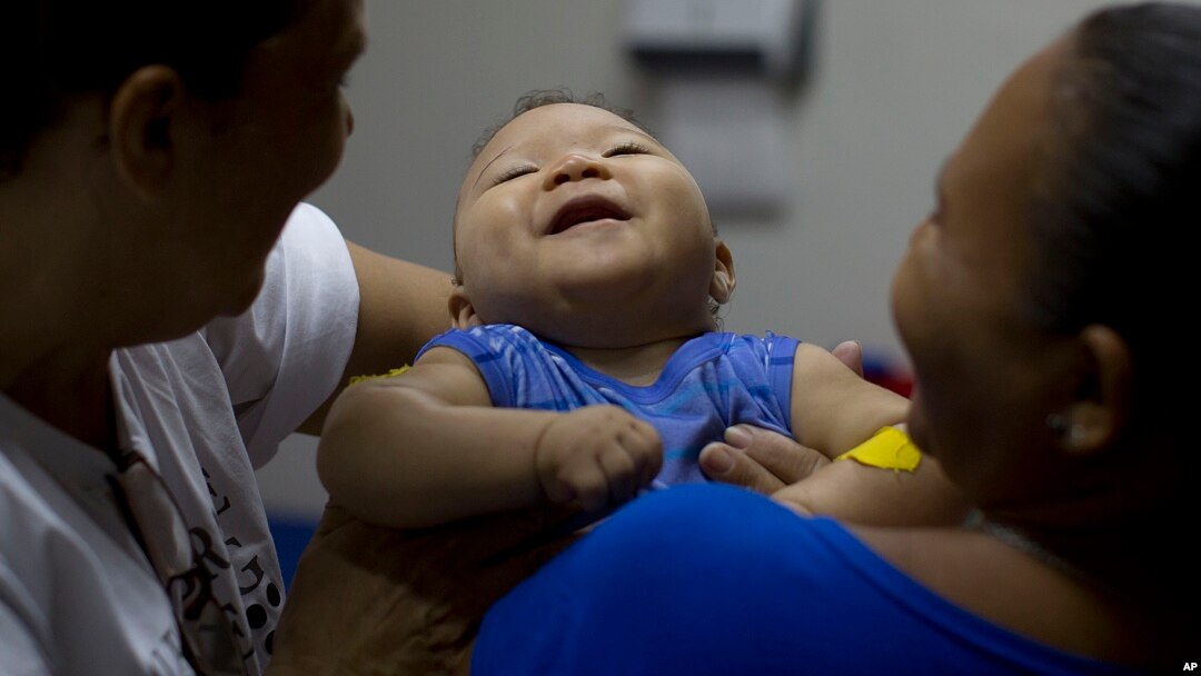 Caio Julio Vasconcelos, born with microcephaly, undergoes therapy at the Institute for the Blind in Joao Pessoa, Brazil, Feb. 25, 2016. U.S. researchers are assisting in the effort to determine whether Zika is causing babies to be born with unusually small heads.
