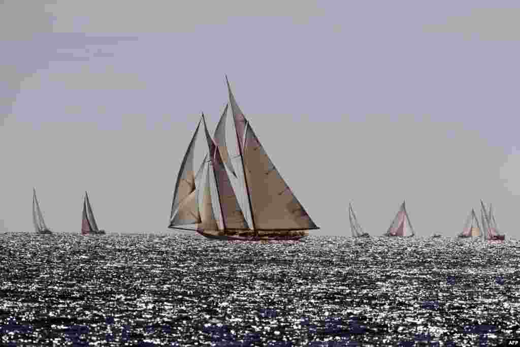 Contestants compete during the 40th edition of the "Regates Royales" off the coast of Cannes, France.