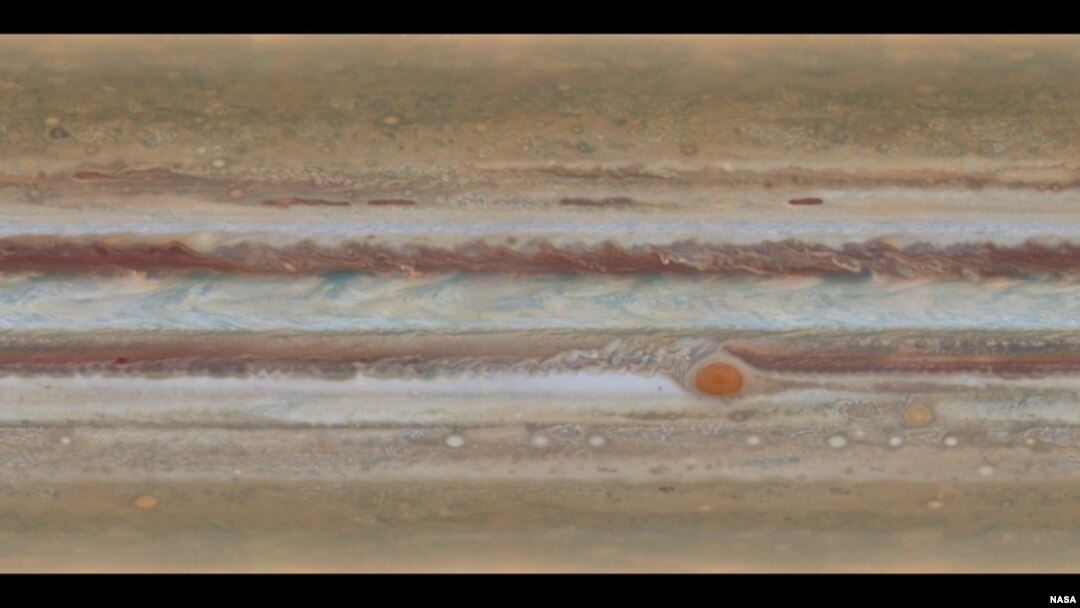Jupiter's famous Giant Red Spot is seen in this image from the Hubble Space Telescope.