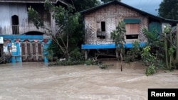 A flooded area after a dam breach is seen near Swar township in Myanmar, Aug. 29, 2018.