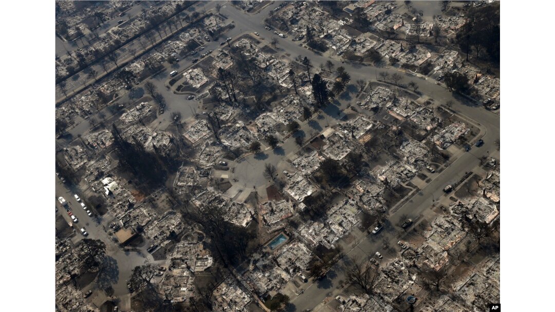 Burned out homes are seen in the Coffey Park area, Oct. 11, 2017, in Santa Rosa, California.