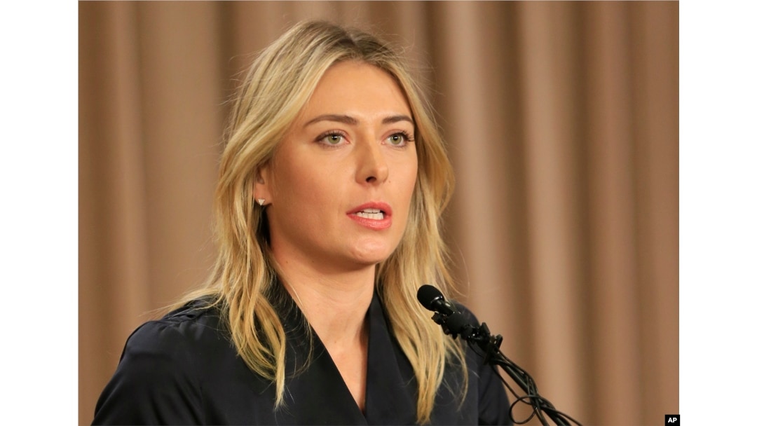 Tennis star Maria Sharapova speaks during a news conference in Los Angeles on Monday, March 7, 2016. Sharapova says she has failed a drug test at the Australian Open.