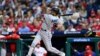 El segunda base de los Miami Marlins, Luis Arraez (3), conecta un triple contra los Philadelphia Phillies en la sexta entrada, el 11 de abril de 2023. Kyle Ross-USA TODAY Sports