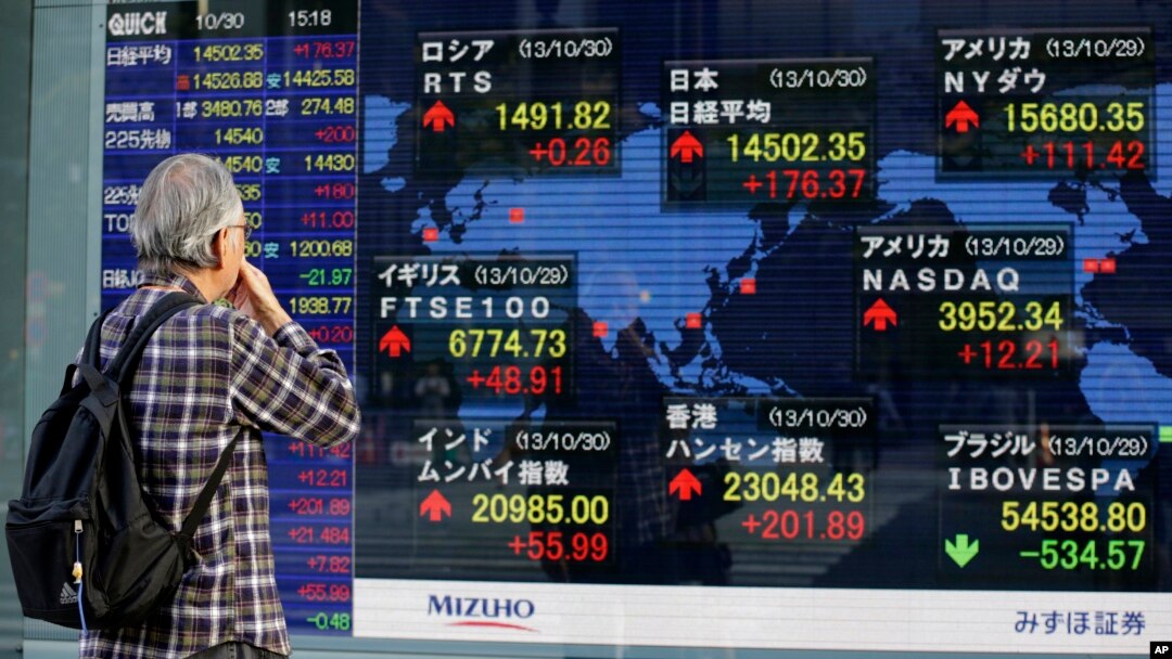 Indicadores de la bolsa de Tokio. La economía mundial crece menos de lo esperado.